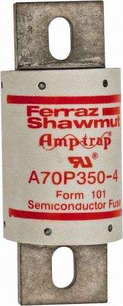 Ferraz Shawmut - 650 VDC, 700 VAC, 350 Amp, Fast-Acting Semiconductor/High Speed Fuse - Bolt-on Mount, 5-3/32" OAL, 100 at AC/DC kA Rating, 2" Diam - USA Tool & Supply