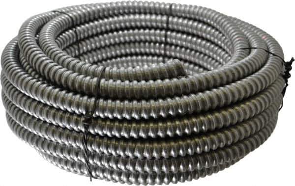 Made in USA - 1/2" Trade Size, 50' Long, Flexible Reduced Wall Flex Conduit - Aluminum, 5/8" ID - USA Tool & Supply