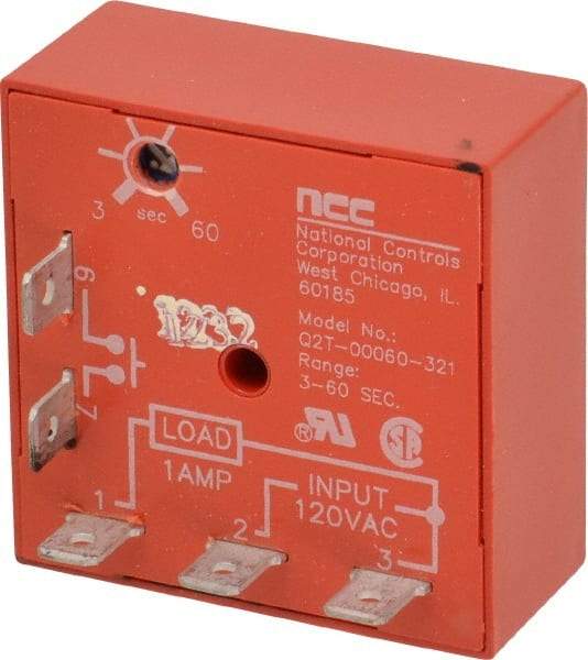 NCC - 5 Pin, Time Delay Relay - 1 at Resistive or Inductive Load Contact Amp, 120 VAC, On Board Trimpot - USA Tool & Supply