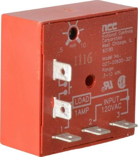 NCC - 5 Pin, Time Delay Relay - 1 at Resistive or Inductive Load Contact Amp, 120 VAC, On Board Trimpot - USA Tool & Supply