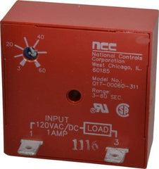 NCC - 2 Pin, Time Delay Relay - 1 at Resistive or Inductive Load Contact Amp, 120 VAC/VDC, On Board Trimpot - USA Tool & Supply