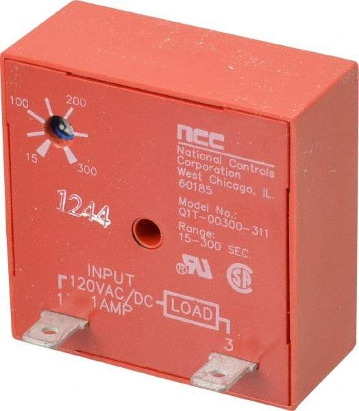 NCC - 2 Pin, Time Delay Relay - 1 at Resistive or Inductive Load Contact Amp, 120 VAC/VDC, On Board Trimpot - USA Tool & Supply