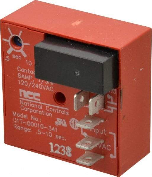 NCC - 5 Pin, SPDT Time Delay Relay - 8 at 250 VAC Resistive Load Contact Amp, 120 VAC, On Board Trimpot - USA Tool & Supply