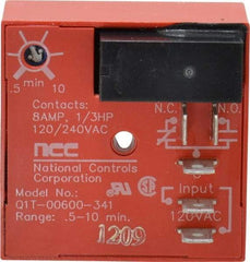 NCC - 5 Pin, SPDT Time Delay Relay - 8 at 250 VAC Resistive Load Contact Amp, 120 VAC, On Board Trimpot - USA Tool & Supply