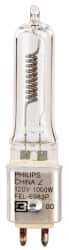 Philips - 1,000 Watt, 120 Volt, Halogen Miniature & Specialty T3 Lamp - Medium Bi-Pin Base, 750 to 1599 Equivalent Range, Neutral (3,000 to 3,699), 2-1/8" OAL - USA Tool & Supply