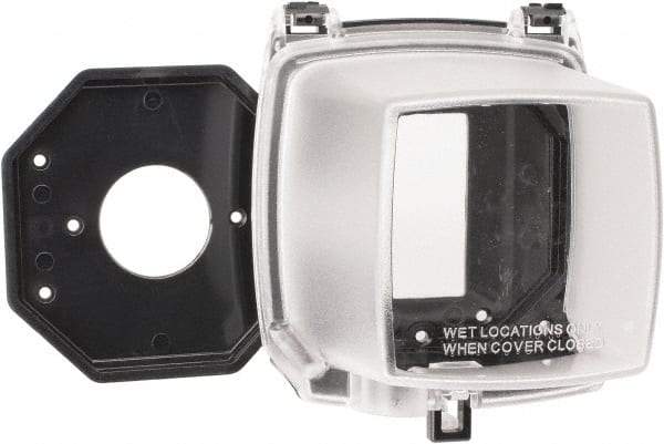 Intermatic - Electrical Outlet Box Polycarbonate Weatherproof Receptacle Cover - Includes (3) Patented Inserts For GFCI/Duplex/Toggle/Round Receptacles, Base Cover Assembly, Gasket, Mounting Screws - USA Tool & Supply