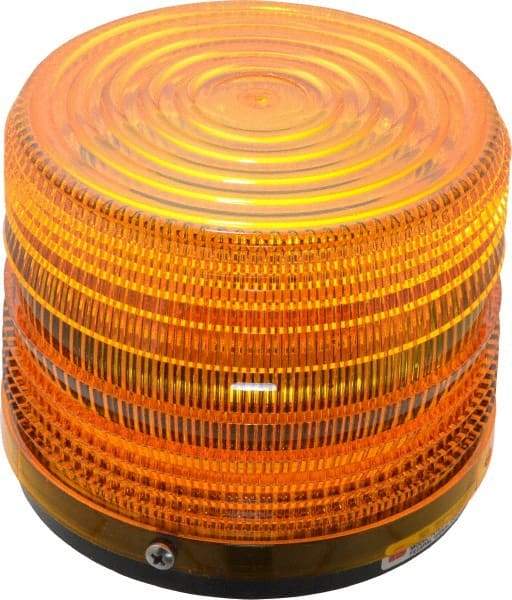 Federal Signal Corp - 120 VAC, 3R NEMA Rated, Strobe Tube, Amber, Strobe Light - 80 Flashes per min, 1/2 Inch Pipe, 5-1/2 Inch Diameter, 5-1/4 Inch High, IP66 Ingress Rating, Pipe Mount - USA Tool & Supply