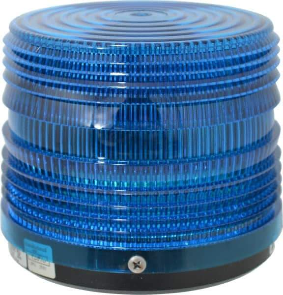 Federal Signal Corp - 120 VAC, 3R NEMA Rated, Strobe Tube, Blue, Strobe Light - 80 Flashes per min, 1/2 Inch Pipe, 5-1/2 Inch Diameter, 5-1/4 Inch High, IP66 Ingress Rating, Pipe Mount - USA Tool & Supply