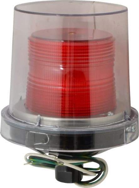 Federal Signal Corp - 120 VAC, 4X NEMA Rated, Strobe Tube, Red, Strobe Light - 80 Flashes per min, 1/2 Inch Pipe, 5-1/2 Inch Diameter, 7-1/4 Inch High, IP66 Ingress Rating, Pipe Mount - USA Tool & Supply