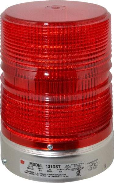 Federal Signal Corp - 120 VAC, 3R NEMA Rated, Strobe Tube, Red, Double Flash Strobe Light - 80 Flashes per min, 1/2 Inch Pipe, 5-11/16 Inch Diameter, 8-1/2 Inch High, IP45 Ingress Rating, Pipe Mount - USA Tool & Supply