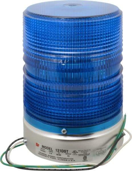 Federal Signal Corp - 120 VAC, 3R NEMA Rated, Strobe Tube, Blue, Double Flash Strobe Light - 80 Flashes per min, 1/2 Inch Pipe, 5-11/16 Inch Diameter, 8-1/2 Inch High, IP45 Ingress Rating, Pipe Mount - USA Tool & Supply