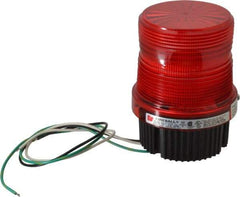 Federal Signal Corp - 120 VAC, 4X NEMA Rated, Strobe Tube, Red, Single Flash Strobe Light - 90 Flashes per min, 1/2 Inch Pipe, 3-15/16 Inch Diameter, 5-1/4 Inch High, IP66 Ingress Rating, Pipe Mount, Surface Mount - USA Tool & Supply