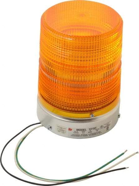 Federal Signal Corp - 120 VAC, 3R NEMA Rated, Strobe Tube, Amber, Single Flash Strobe Light - 80 Flashes per min, 1/2 Inch Pipe, 5.7 Inch Diameter, 8-1/2 Inch High, IP45 Ingress Rating, Pipe Mount - USA Tool & Supply