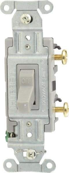 Hubbell Wiring Device-Kellems - 1 Pole, 120 to 277 VAC, 15 Amp, Commercial Grade, Toggle, Wall and Dimmer Light Switch - 4-1/16 Inch High - USA Tool & Supply