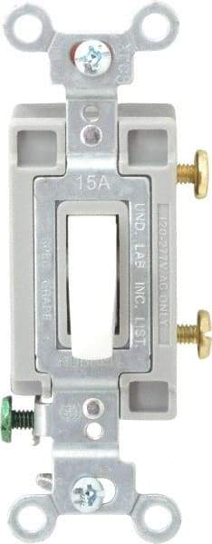 Hubbell Wiring Device-Kellems - 1 Pole, 120 to 277 VAC, 15 Amp, Commercial Grade, Toggle, Wall and Dimmer Light Switch - 4-1/16 Inch High - USA Tool & Supply