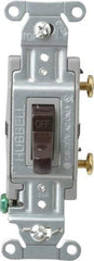 Hubbell Wiring Device-Kellems - 1 Pole, 120 to 277 VAC, 20 Amp, Commercial Grade, Toggle, Wall and Dimmer Light Switch - 4-1/16 Inch High - USA Tool & Supply