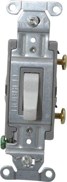 Hubbell Wiring Device-Kellems - 1 Pole, 120 to 277 VAC, 20 Amp, Commercial Grade, Toggle, Wall and Dimmer Light Switch - 4-1/16 Inch High - USA Tool & Supply