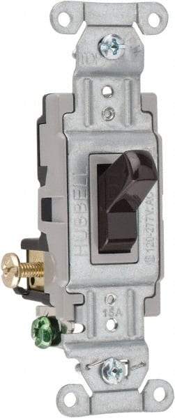 Hubbell Wiring Device-Kellems - 3 Pole, 120 to 277 VAC, 15 Amp, Commercial Grade, Toggle, Wall and Dimmer Light Switch - 4-1/16 Inch High - USA Tool & Supply