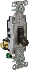 Hubbell Wiring Device-Kellems - 3 Pole, 120 to 277 VAC, 20 Amp, Commercial Grade, Toggle, Wall and Dimmer Light Switch - 4-1/16 Inch High - USA Tool & Supply