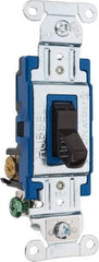 Hubbell Wiring Device-Kellems - 3 Pole, 120 to 277 VAC, 15 Amp, Commercial Grade, Toggle, Wall and Dimmer Light Switch - 4.06 Inch Wide x 103.2 mm High - USA Tool & Supply