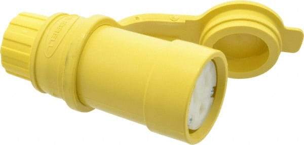 Hubbell Wiring Device-Kellems - 125 VAC, 15 Amp, 5-15R NEMA, Straight, Self Grounding, Commercial Grade Connector - 2 Pole, 3 Wire, 1 Phase, 1/2 hp, Thermoplastic, Yellow - USA Tool & Supply