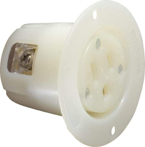 Hubbell Wiring Device-Kellems - 125 VAC, 20 Amp, 5-20R NEMA Configuration, White, Industrial Grade, Self Grounding Single Receptacle - 1 Phase, 2 Poles, 3 Wire, Flush Mount - USA Tool & Supply