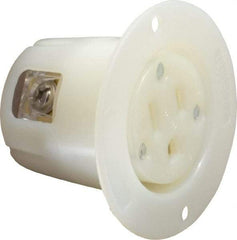 Hubbell Wiring Device-Kellems - 125 VAC, 15 Amp, 5-15R NEMA Configuration, White, Industrial Grade, Self Grounding Single Receptacle - 1 Phase, 2 Poles, 3 Wire, Flush Mount - USA Tool & Supply