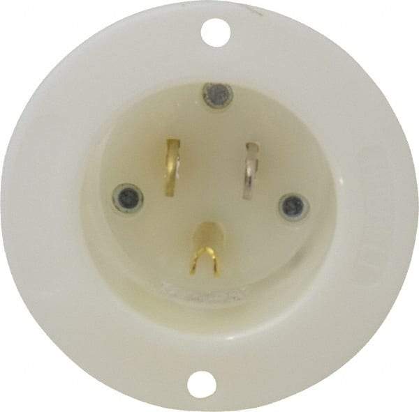 Hubbell Wiring Device-Kellems - 125 VAC, 15 Amp, 5-15P NEMA Configuration, White, Industrial Grade, Self Grounding Single Receptacle - 1 Phase, 2 Poles, 3 Wire, Flush Mount - USA Tool & Supply