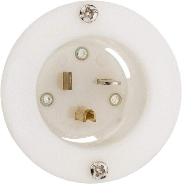 Hubbell Wiring Device-Kellems - 125 VAC, 20 Amp, 5-20P NEMA Configuration, White, Industrial Grade, Self Grounding Single Receptacle - 1 Phase, 2 Poles, 3 Wire, Flush Mount - USA Tool & Supply