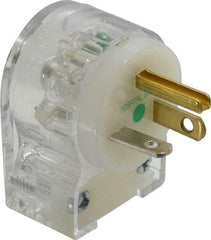 Hubbell Wiring Device-Kellems - 125 VAC, 20 Amp, 5-20P NEMA, Angled, Self Grounding, Hospital Grade Plug - 2 Pole, 3 Wire, 1 Phase, 1 hp, Nylon, Clear - USA Tool & Supply