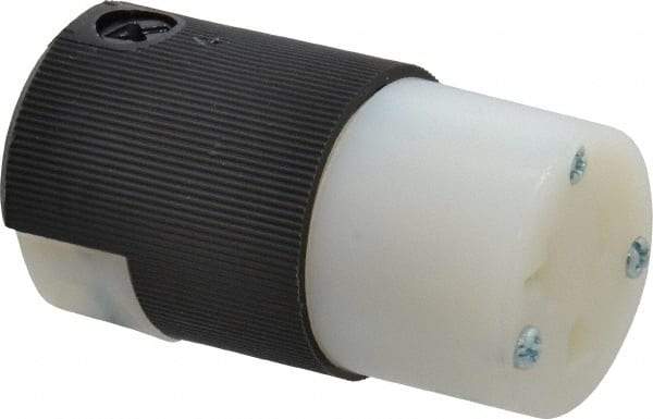 Hubbell Wiring Device-Kellems - 125 VAC, 20 Amp, 5-20R NEMA, Straight, Self Grounding, Hospital Grade Connector - 2 Pole, 3 Wire, 1 Phase, 1 hp, Nylon, Black, White - USA Tool & Supply