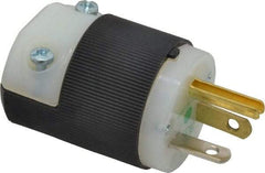 Hubbell Wiring Device-Kellems - 125 VAC, 20 Amp, 5-20P NEMA, Straight, Self Grounding, Hospital Grade Plug - 2 Pole, 3 Wire, 1 Phase, 1 hp, Nylon, Black, White - USA Tool & Supply