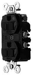 Hubbell Wiring Device-Kellems - 125 VAC, 20 Amp, 5-20R NEMA Configuration, Brown, Hospital Grade, Self Grounding Duplex Receptacle - 1 Phase, 2 Poles, 3 Wire, Flush Mount, Chemical, Corrosion and Impact Resistant - USA Tool & Supply