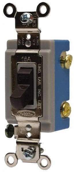 Hubbell Wiring Device-Kellems - 3 Pole, 120 to 277 VAC, 20 Amp, Industrial Grade, Toggle, Wall and Dimmer Light Switch - 1-1/4 Inch Wide x 3.28 Inch High - USA Tool & Supply