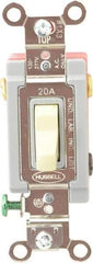 Hubbell Wiring Device-Kellems - 3 Pole, 120 to 277 VAC, 20 Amp, Industrial Grade, Toggle, Wall and Dimmer Light Switch - 1-5/16 Inch Wide x 4-1/16 Inch High - USA Tool & Supply