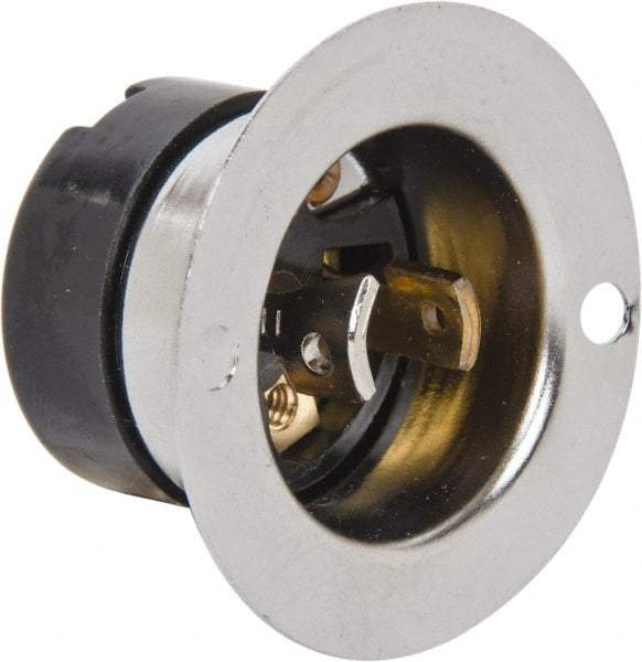 Hubbell Wiring Device-Kellems - 125 VAC, 15 Amp, ML-1R NEMA, Ungrounded Inlet - 2 Poles, 2 Wire, Male End, Black, Steel - USA Tool & Supply