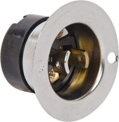 Hubbell Wiring Device-Kellems - 125 VAC, 15 Amp, ML-1R NEMA, Ungrounded Inlet - 2 Poles, 2 Wire, Male End, Black, Steel - USA Tool & Supply
