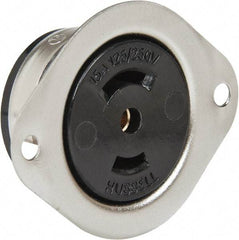 Hubbell Wiring Device-Kellems - 125/250 VAC, 15 Amp, ML-3R NEMA, Ungrounded Receptacle - 3 Poles, 3 Wire, Female End, Black, Steel - USA Tool & Supply