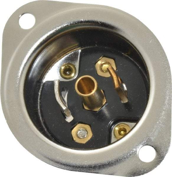 Hubbell Wiring Device-Kellems - 125 VAC, 15 Amp, ML-3R NEMA, Self Grounding Inlet - 2 Poles, 3 Wire, Male End, Black, Steel - USA Tool & Supply