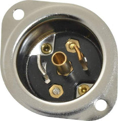 Hubbell Wiring Device-Kellems - 125 VAC, 15 Amp, ML-3R NEMA, Self Grounding Inlet - 2 Poles, 3 Wire, Male End, Black, Steel - USA Tool & Supply