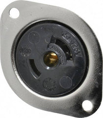Hubbell Wiring Device-Kellems - 125 VAC, 15 Amp, ML-2R NEMA, Self Grounding Receptacle - 2 Poles, 3 Wire, Female End, Black, Steel - USA Tool & Supply