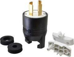 Hubbell Wiring Device-Kellems - 125/250 VAC, 60 Amp, 14-60P NEMA, Straight, Self Grounding, Commercial, Industrial Grade Plug - 3 Pole, 4 Wire, 1 Phase, 3 hp, Nylon, Black, White - USA Tool & Supply