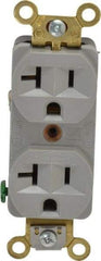 Hubbell Wiring Device-Kellems - 125 VAC, 20 Amp, 5-20R NEMA Configuration, Gray, Industrial Grade, Self Grounding Duplex Receptacle - 1 Phase, 2 Poles, 3 Wire, Flush Mount, Corrosion, Heat and Impact Resistant - USA Tool & Supply