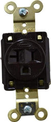 Hubbell Wiring Device-Kellems - 125 VAC, 20 Amp, 5-20R NEMA Configuration, Brown, Specification Grade, Self Grounding Single Receptacle - 1 Phase, 2 Poles, 3 Wire, Flush Mount, Corrosion, Heat and Impact Resistant - USA Tool & Supply