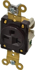 Hubbell Wiring Device-Kellems - 250 VAC, 20 Amp, 6-20R NEMA Configuration, Brown, Specification Grade, Self Grounding Single Receptacle - 1 Phase, 2 Poles, 3 Wire, Flush Mount - USA Tool & Supply