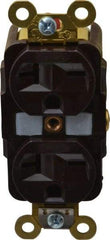 Hubbell Wiring Device-Kellems - 250 VAC, 20 Amp, 6-20R NEMA Configuration, Brown, Specification Grade, Self Grounding Duplex Receptacle - 1 Phase, 2 Poles, 3 Wire, Flush Mount - USA Tool & Supply