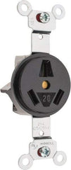 Hubbell Wiring Device-Kellems - 125/250 VAC, 20 Amp, 10-20R NEMA Configuration, Black, Specification Grade, Ungrounded Single Receptacle - 1 Phase, 3 Poles, 3 Wire, Flush Mount - USA Tool & Supply