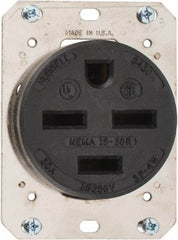 Hubbell Wiring Device-Kellems - 250 VAC, 30 Amp, 15-30R NEMA Configuration, Brown, Industrial Grade, Self Grounding Single Receptacle - 3 Phase, 3 Poles, 4 Wire, Flush Mount - USA Tool & Supply