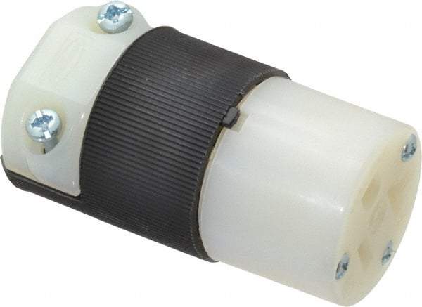 Hubbell Wiring Device-Kellems - 125 VAC, 20 Amp, 5-20R NEMA, Straight, Self Grounding, Commercial, Industrial Grade Connector - 2 Pole, 3 Wire, 1 Phase, 2 hp, Nylon, Black, White - USA Tool & Supply