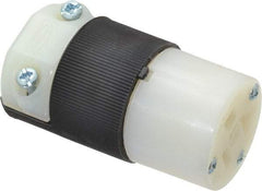 Hubbell Wiring Device-Kellems - 125 VAC, 20 Amp, 5-20R NEMA, Straight, Self Grounding, Commercial, Industrial Grade Connector - 2 Pole, 3 Wire, 1 Phase, 2 hp, Nylon, Black, White - USA Tool & Supply
